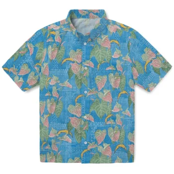 los angeles chargers anthurium overlay blue hawaiian shirts best selling