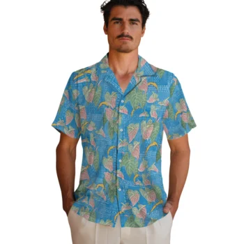 los angeles chargers anthurium overlay blue hawaiian shirts fashion forward