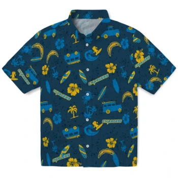 los angeles chargers beach vibe navy hawaiian shirts best selling