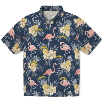 los angeles chargers flamingo hibiscus navy hawaiian shirts best selling