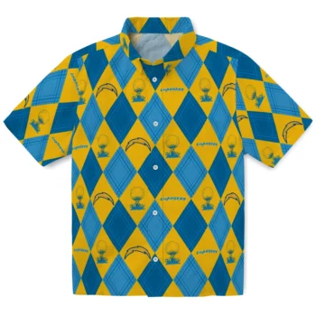 los angeles chargers balloon plaid blue hawaiian shirts best selling