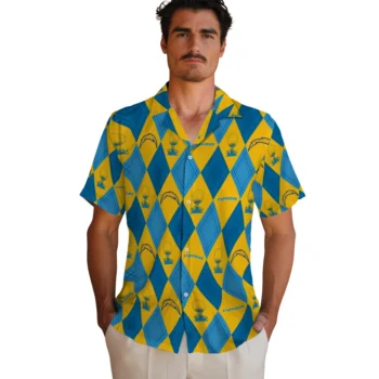los angeles chargers balloon plaid blue hawaiian shirts fashion forward