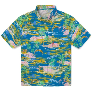 los angeles chargers flamingo retreat blue hawaiian shirts best selling