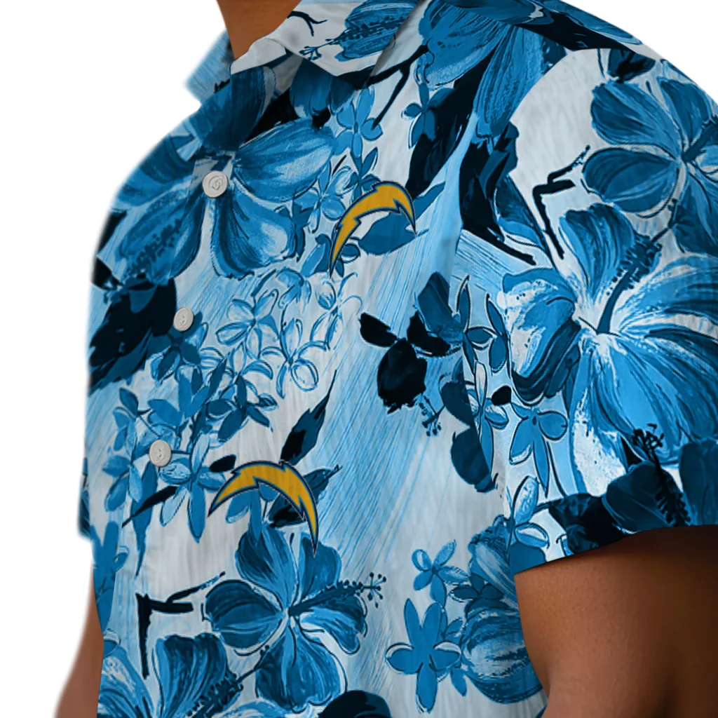 Los Angeles Chargers Hawaiian Shirt - Hibiscus Arrangement los angeles chargers hibiscus arrangement blue hawaiian shirts trendy