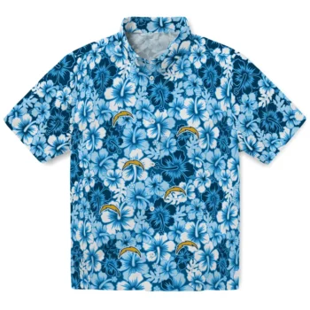 los angeles chargers hibiscus blooms blue hawaiian shirts best selling