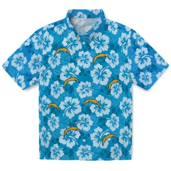los angeles chargers hibiscus cluster blue hawaiian shirts best selling