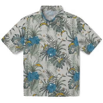 los angeles chargers hibiscus designs beige hawaiian shirts best selling
