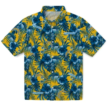 los angeles chargers hibiscus exotic blue hawaiian shirts best selling