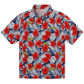 los angeles chargers hibiscus fiesta red royal blue hawaiian shirts best selling