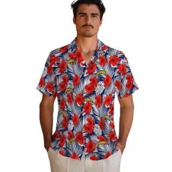 los angeles chargers hibiscus fiesta red royal blue hawaiian shirts fashion forward