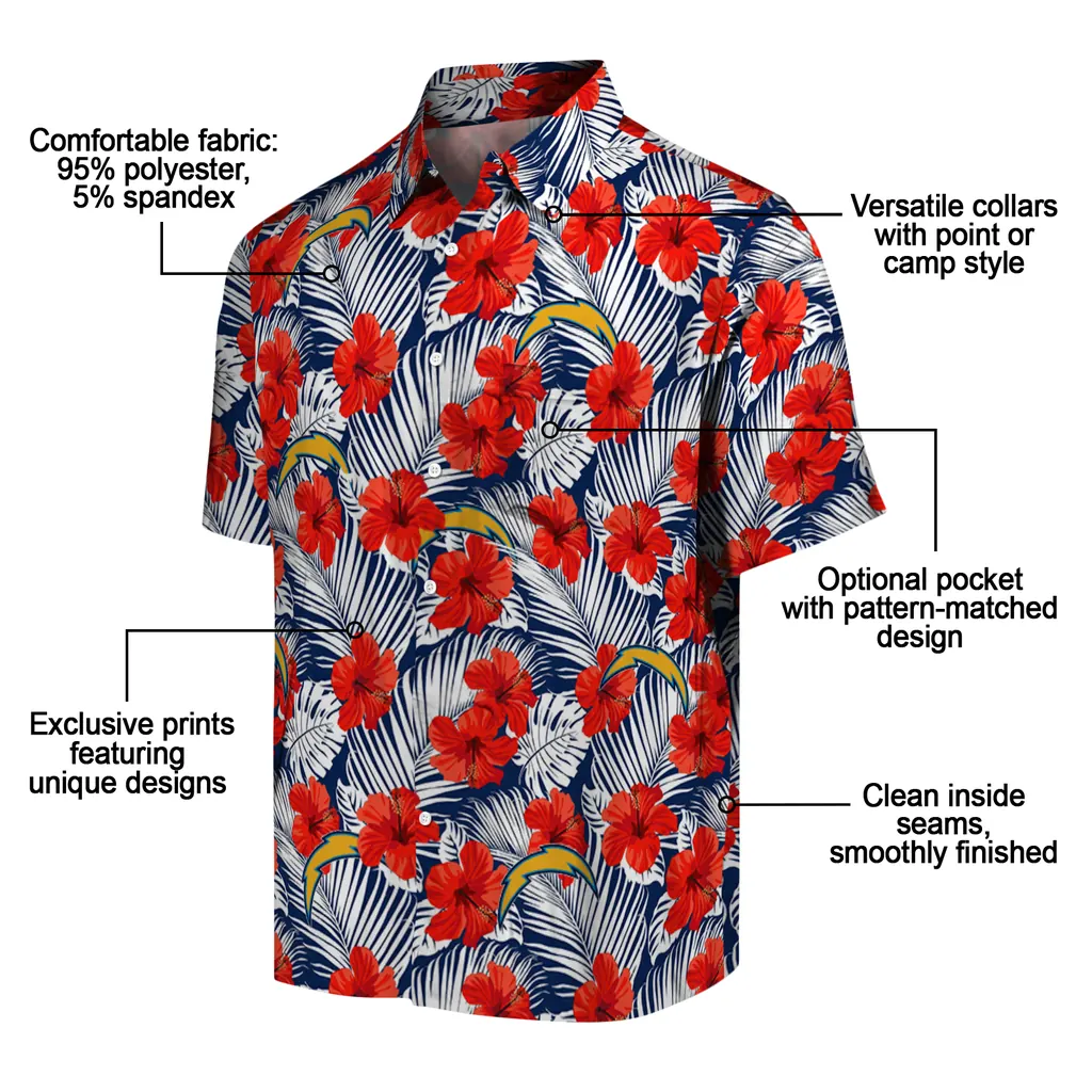 Los Angeles Chargers Hawaiian Shirt - Hibiscus Fiesta los angeles chargers hibiscus fiesta red royal blue hawaiian shirts new arrival
