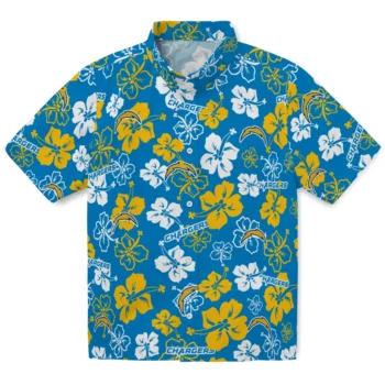los angeles chargers hibiscus bloom blue hawaiian shirts best selling