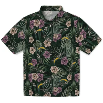 los angeles chargers hibiscus leaves pattern green hawaiian shirts best selling