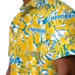Los Angeles Chargers Hawaiian Shirt – Hibiscus Overlay