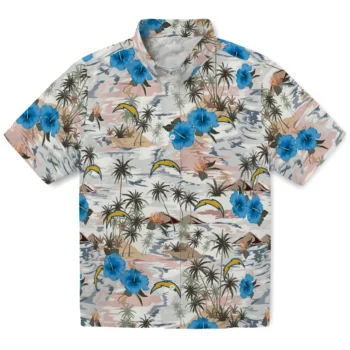 los angeles chargers hibiscus seaside white hawaiian shirts best selling