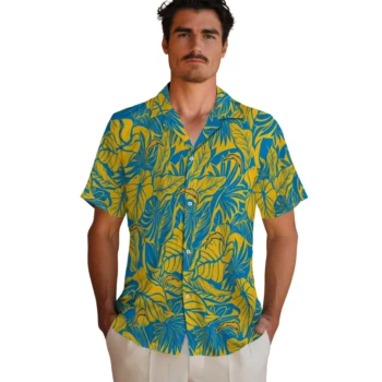 los angeles chargers monstera layer blue hawaiian shirts fashion forward