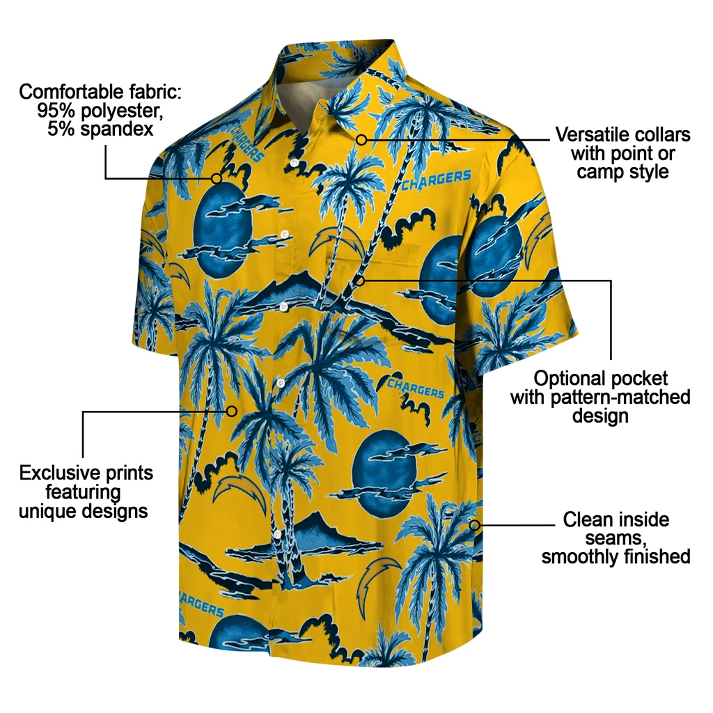 Los Angeles Chargers Hawaiian Shirt - Palm Sunset los angeles chargers palm sunset hawaiian shirts new arrival