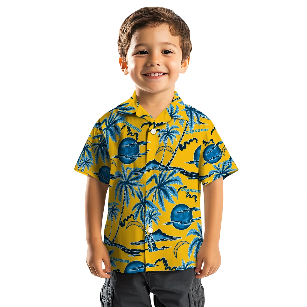 Los Angeles Chargers Hawaiian Shirt - Palm Sunset los angeles chargers palm sunset hawaiian shirts top rated