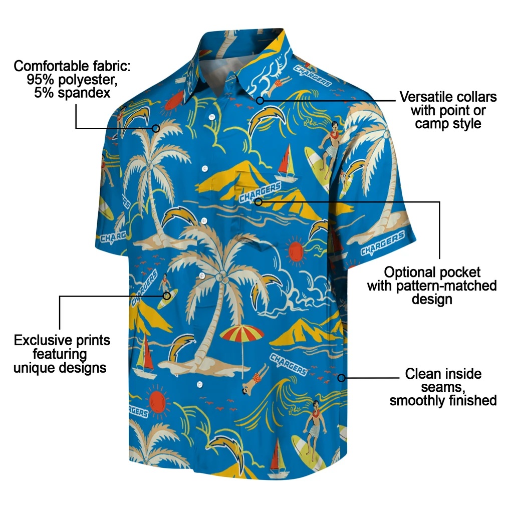 Los Angeles Chargers Hawaiian Shirt - Palm Tree Island los angeles chargers palm tree island blue hawaiian shirts new arrival