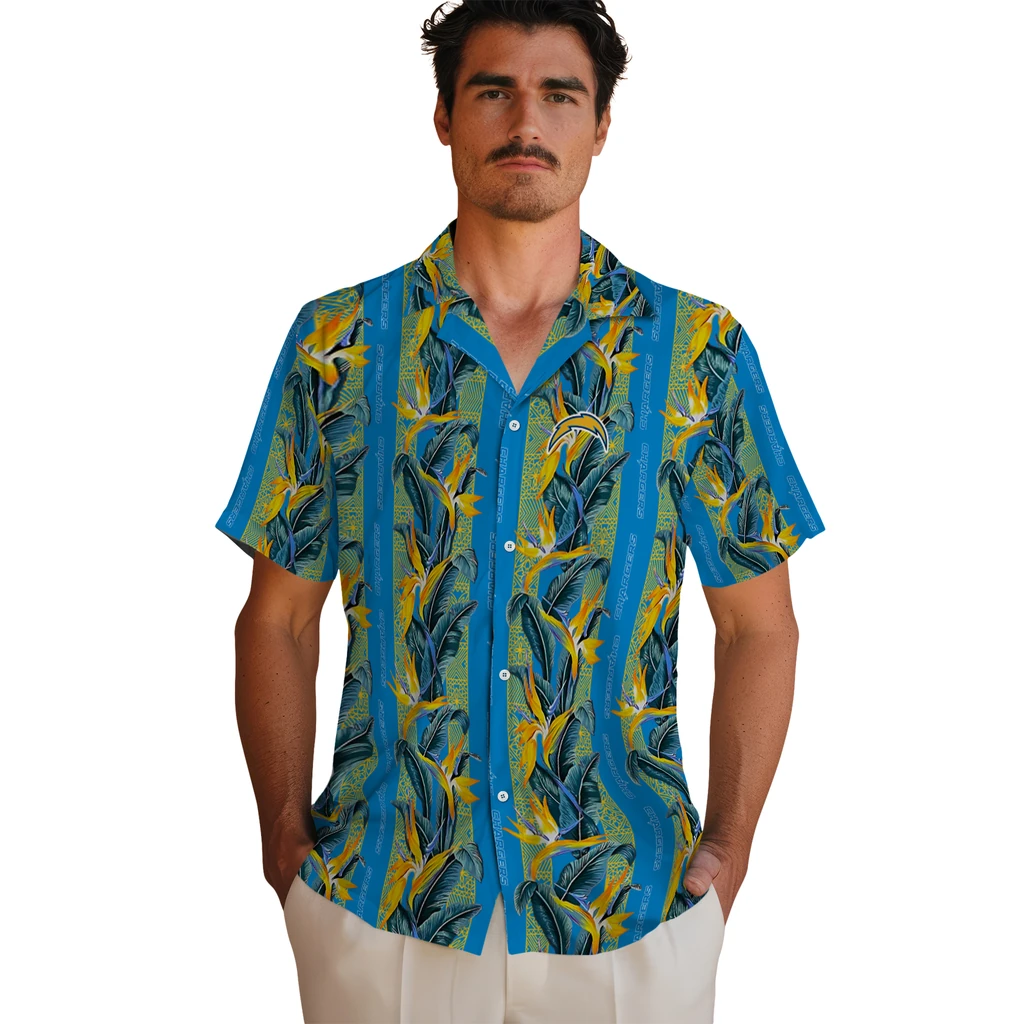 Los Angeles Chargers Hawaiian Shirt - Paradise Vines los angeles chargers paradise vines blue hawaiian shirts fashion forward