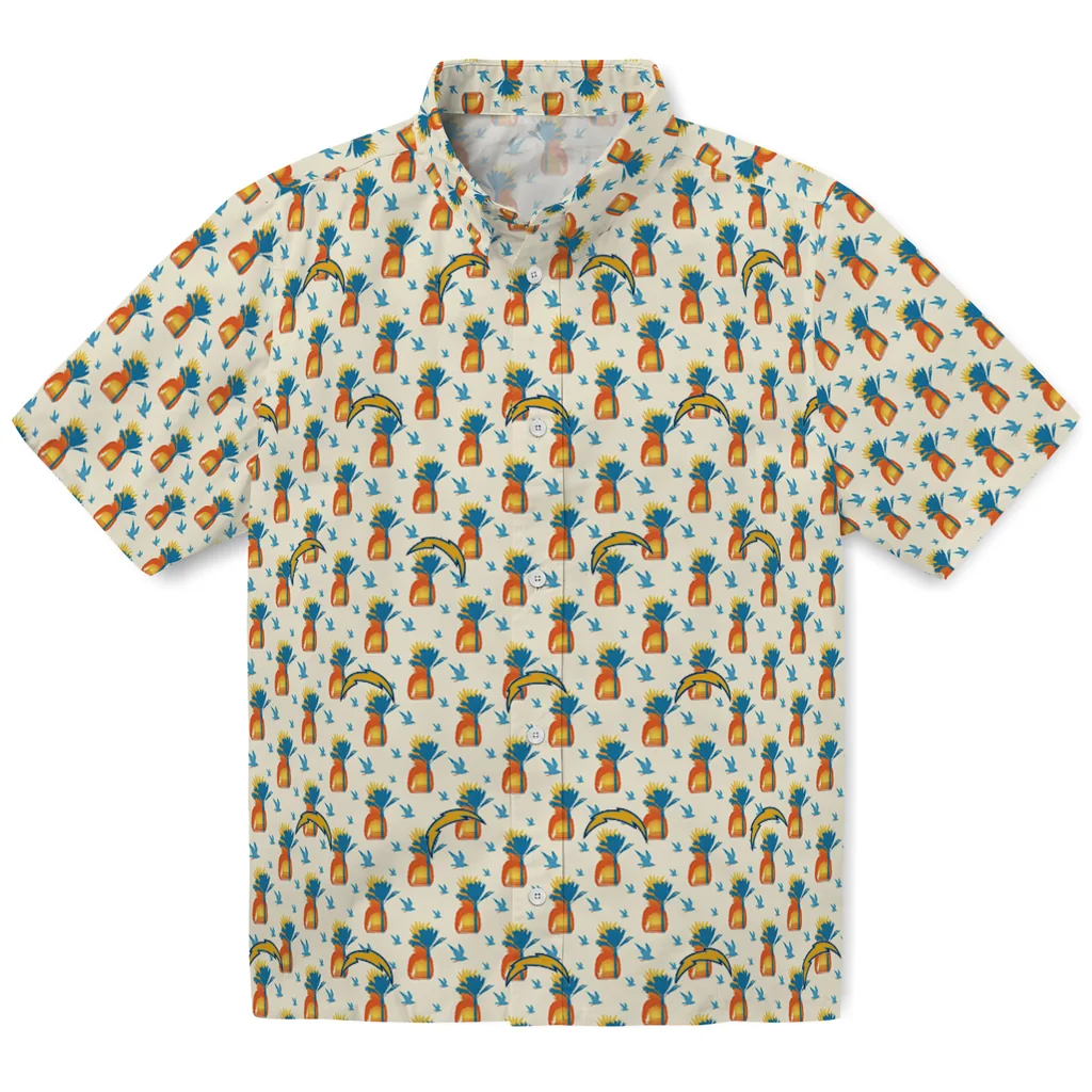 Los Angeles Chargers Hawaiian Shirt - Pineapple Delight los angeles chargers pineapple delight beige hawaiian shirts best selling