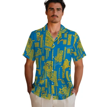 los angeles chargers turtle lines blue hawaiian shirts fashion forward