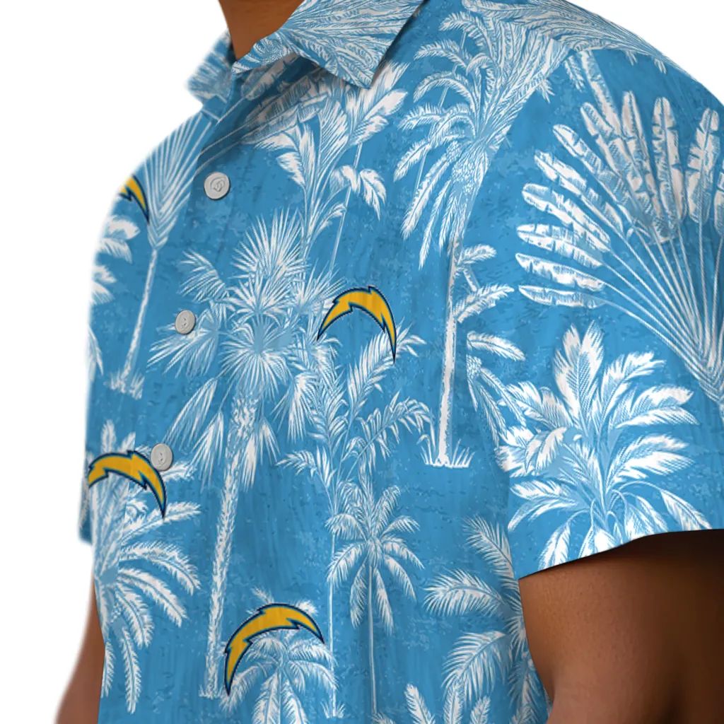 Los Angeles Chargers Hawaiian Shirt - Vintage Palm Tree los angeles chargers palm shadows blue hawaiian shirts trendy