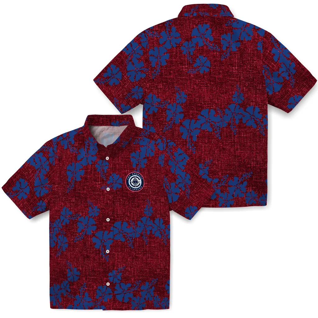 Los Angeles Clippers Hawaiian Shirt - 50th State Flower los angeles clippers hibiscus petals red hawaiian shirts high quality