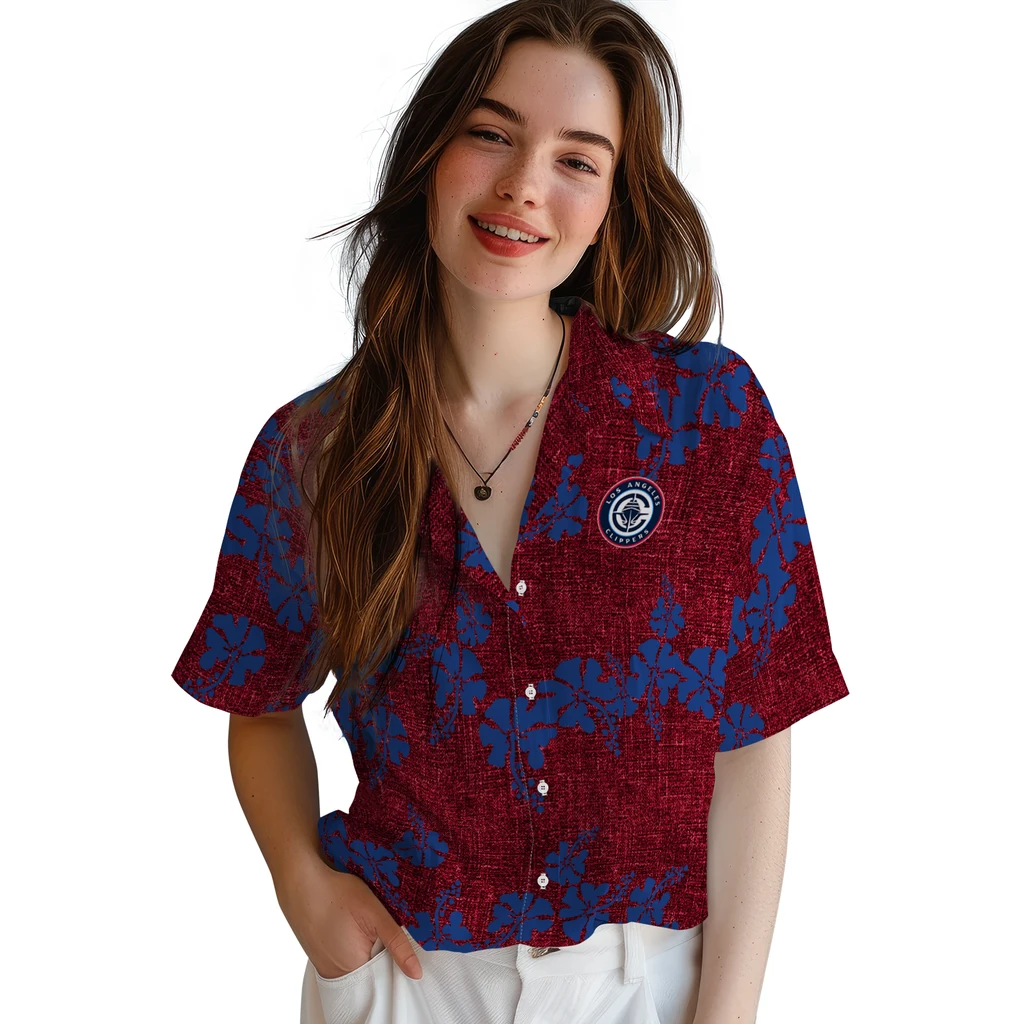 Los Angeles Clippers Hawaiian Shirt - 50th State Flower los angeles clippers hibiscus petals red hawaiian shirts latest model