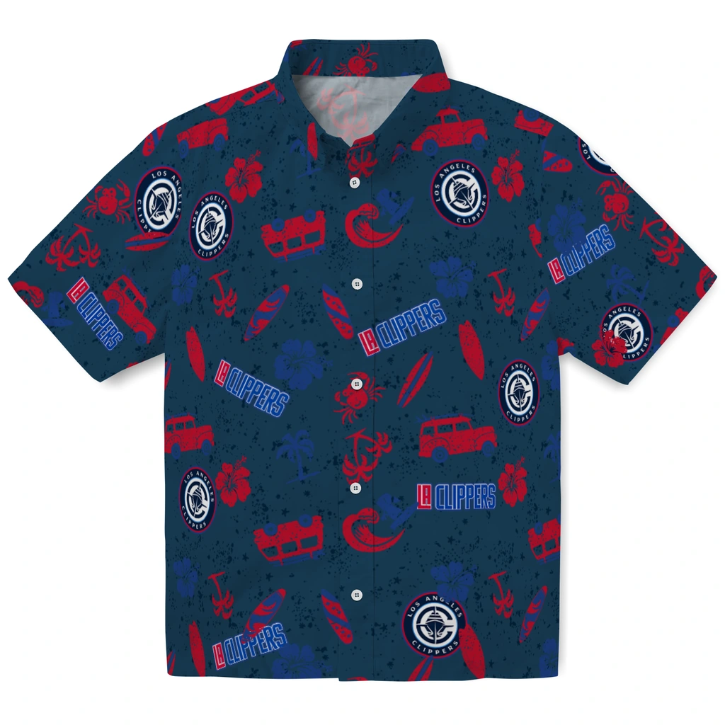 Los Angeles Clippers Hawaiian Shirt - Beach Vibe los angeles clippers beach vibe navy hawaiian shirts best selling