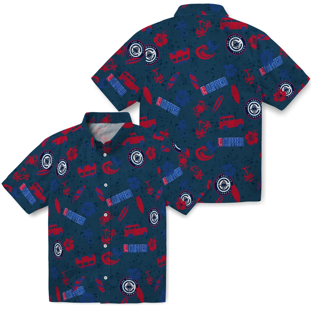 Los Angeles Clippers Hawaiian Shirt - Beach Vibe los angeles clippers beach vibe navy hawaiian shirts high quality