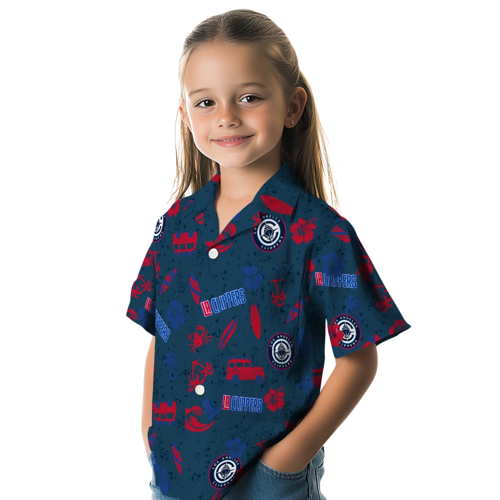 Los Angeles Clippers Hawaiian Shirt - Beach Vibe los angeles clippers beach vibe navy hawaiian shirts premium grade