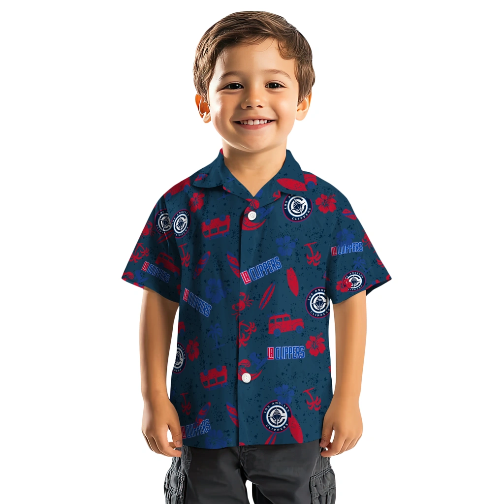 Los Angeles Clippers Hawaiian Shirt - Beach Vibe los angeles clippers beach vibe navy hawaiian shirts top rated