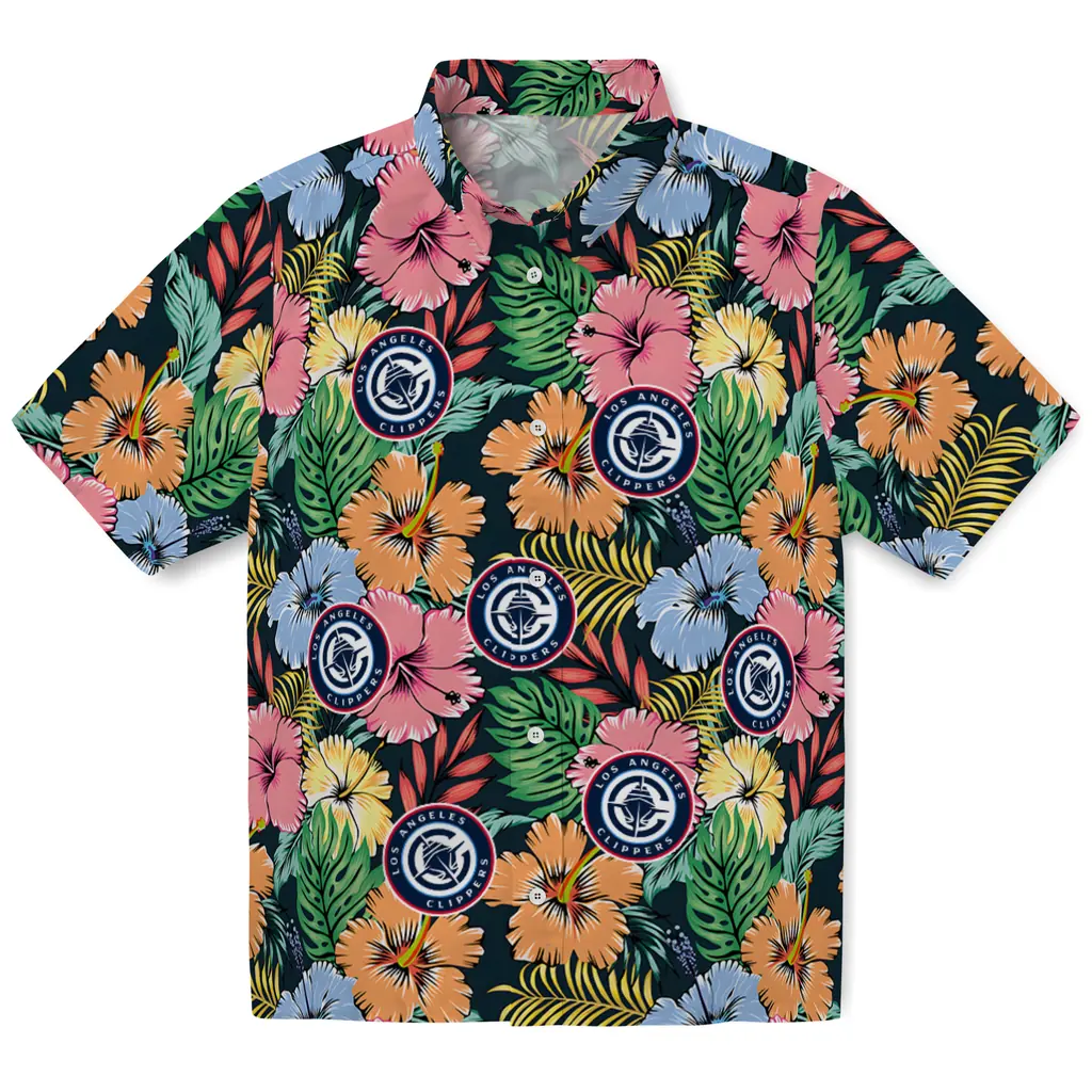 Los Angeles Clippers Hawaiian Shirt - Brilliant Hibiscus Garden los angeles clippers brilliant hibiscus garden hawaiian shirts best selling