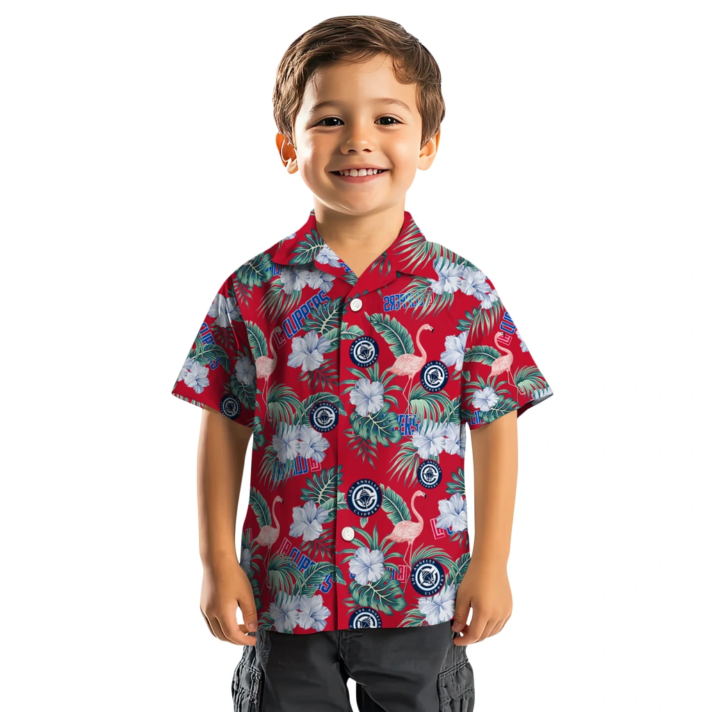 Los Angeles Clippers Hawaiian Shirt - Flamingo and Hibiscus los angeles clippers flamingo palms red hawaiian shirts top rated