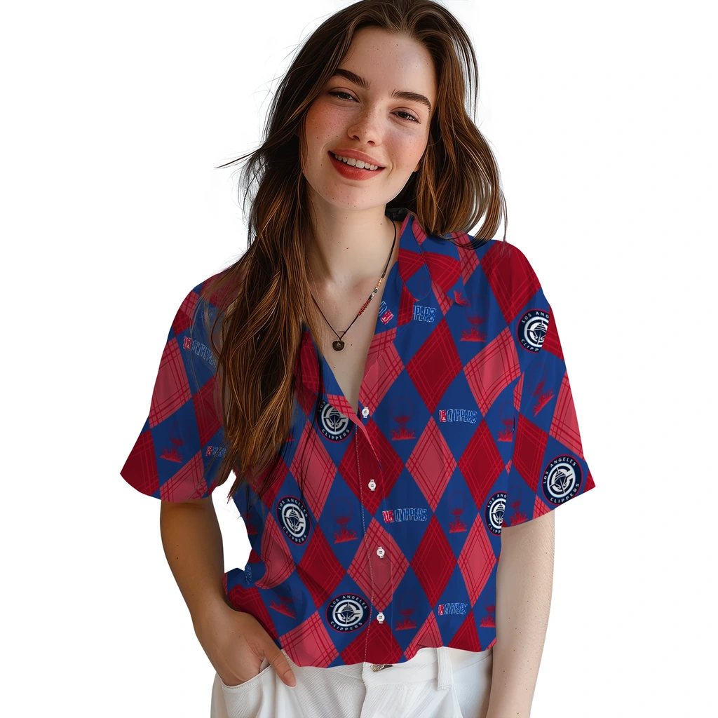 Los Angeles Clippers Hawaiian Shirt - Golfing Plaid los angeles clippers balloon plaid red hawaiian shirts latest model
