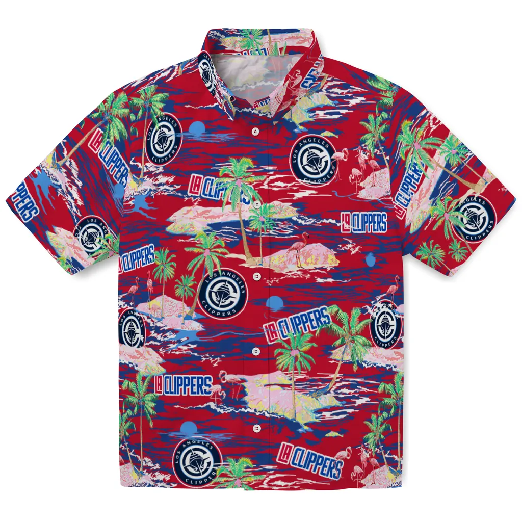Los Angeles Clippers Hawaiian Shirt - Hawaii Island los angeles clippers flamingo retreat red hawaiian shirts best selling