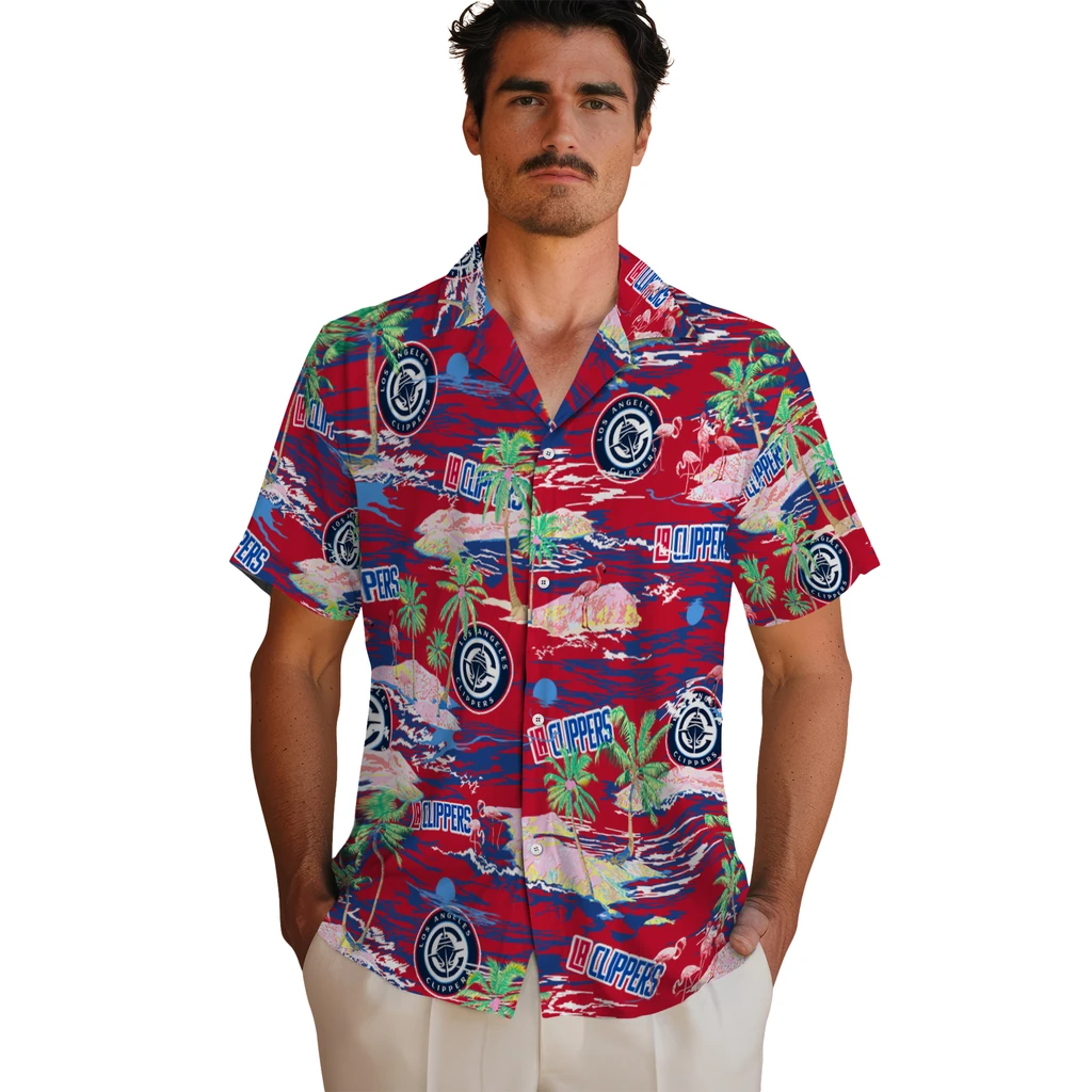 Los Angeles Clippers Hawaiian Shirt - Hawaii Island los angeles clippers flamingo retreat red hawaiian shirts fashion forward