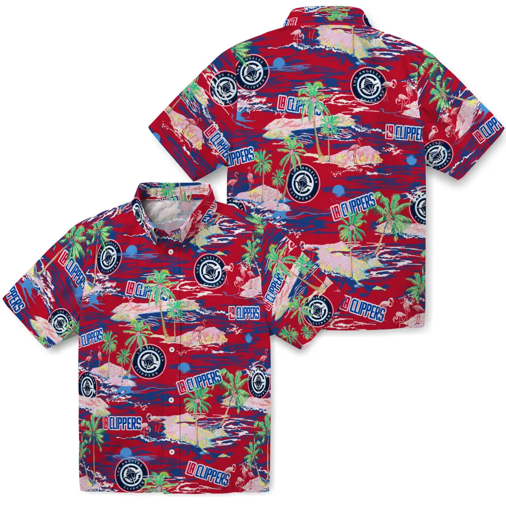 Los Angeles Clippers Hawaiian Shirt - Hawaii Island los angeles clippers flamingo retreat red hawaiian shirts high quality