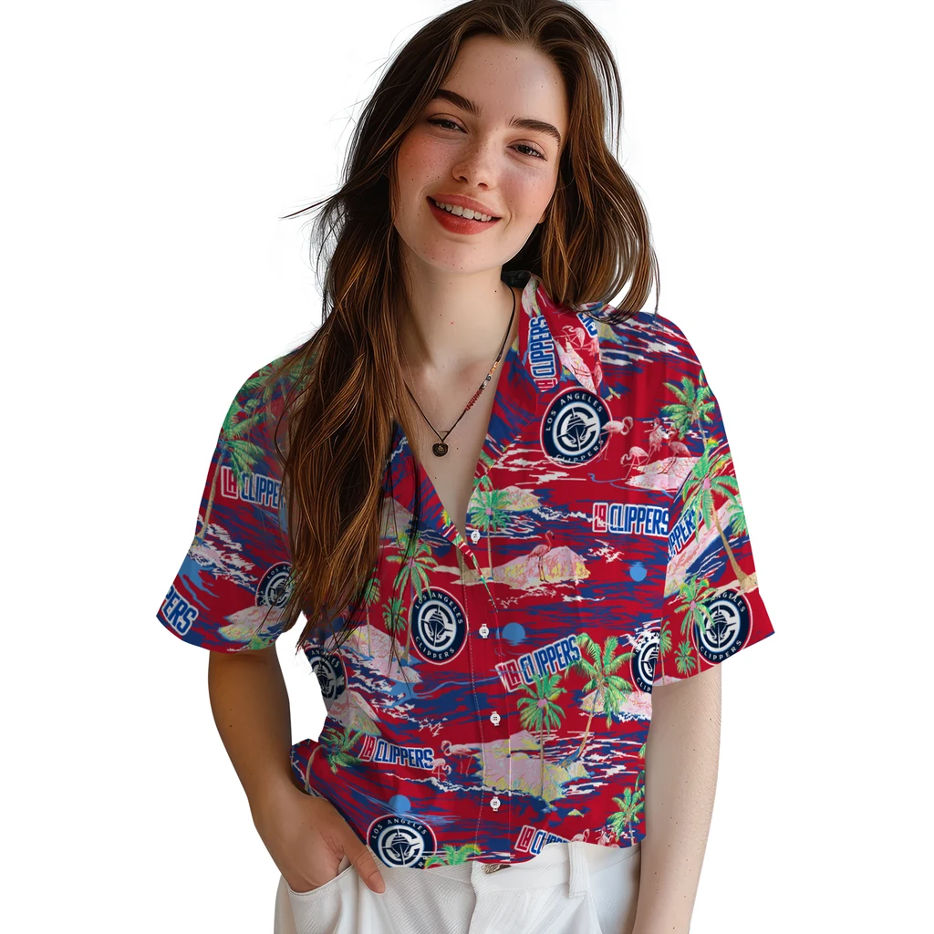Los Angeles Clippers Hawaiian Shirt - Hawaii Island los angeles clippers flamingo retreat red hawaiian shirts latest model