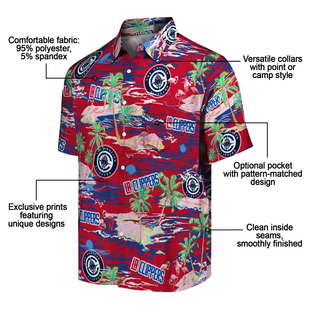 Los Angeles Clippers Hawaiian Shirt - Hawaii Island los angeles clippers flamingo retreat red hawaiian shirts new arrival