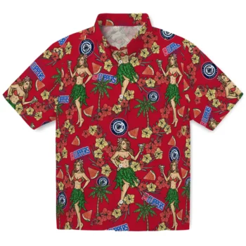 los angeles clippers hawaiian girls design red hawaiian shirts best selling