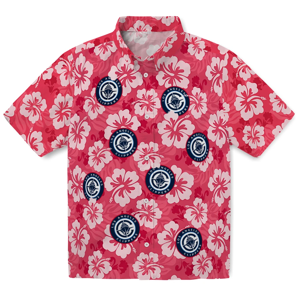 Los Angeles Clippers Hawaiian Shirt - Hibiscus Cluster los angeles clippers hibiscus cluster red hawaiian shirts best selling