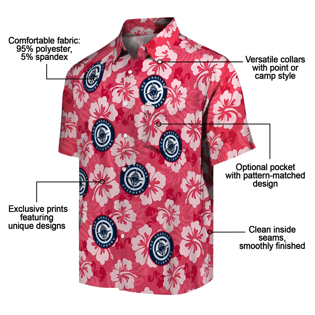 Los Angeles Clippers Hawaiian Shirt - Hibiscus Cluster los angeles clippers hibiscus cluster red hawaiian shirts new arrival