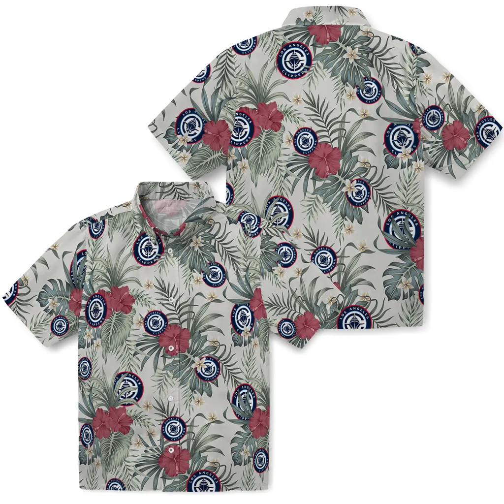 Los Angeles Clippers Hawaiian Shirt - Hibiscus Designs los angeles clippers hibiscus designs beige hawaiian shirts high quality