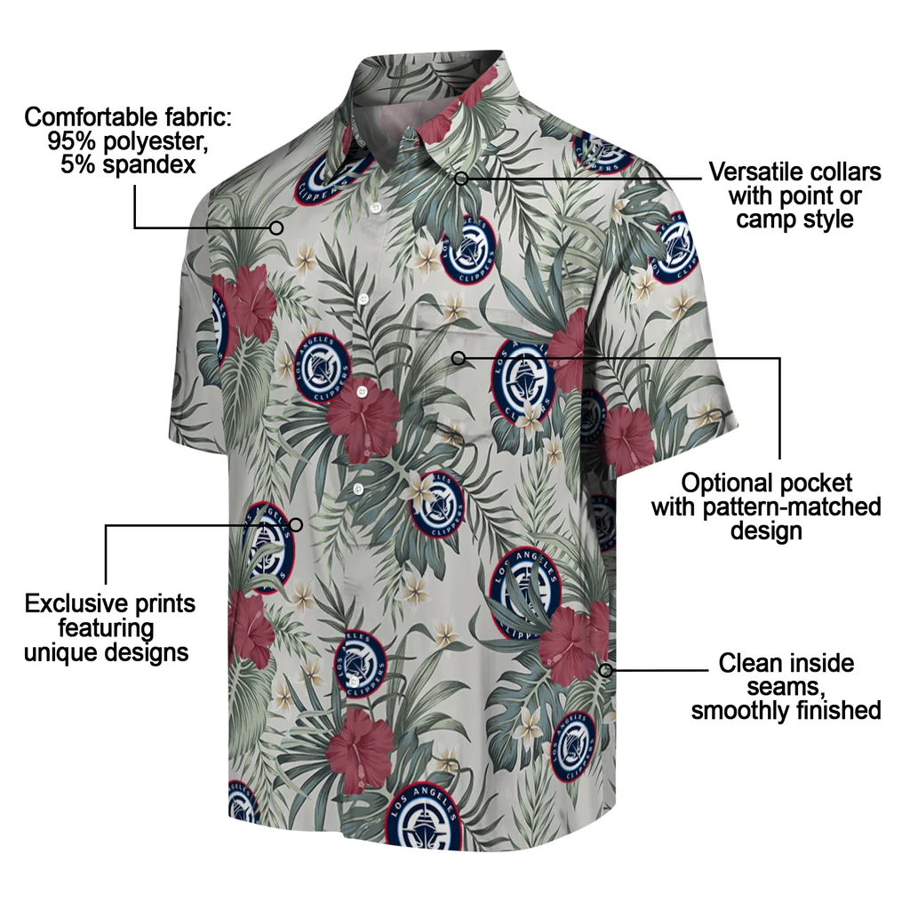 Los Angeles Clippers Hawaiian Shirt - Hibiscus Designs los angeles clippers hibiscus designs beige hawaiian shirts new arrival
