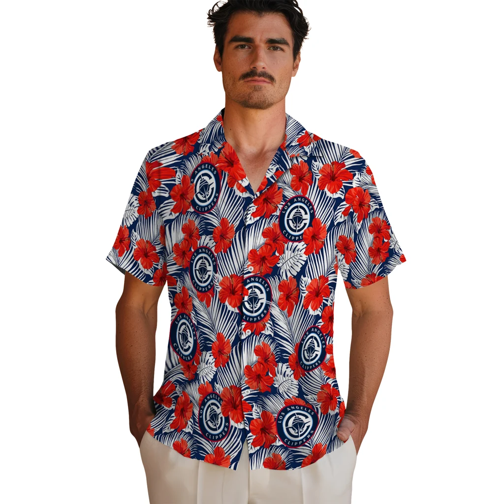 Los Angeles Clippers Hawaiian Shirt - Hibiscus Fiesta los angeles clippers hibiscus fiesta red royal blue hawaiian shirts fashion forward
