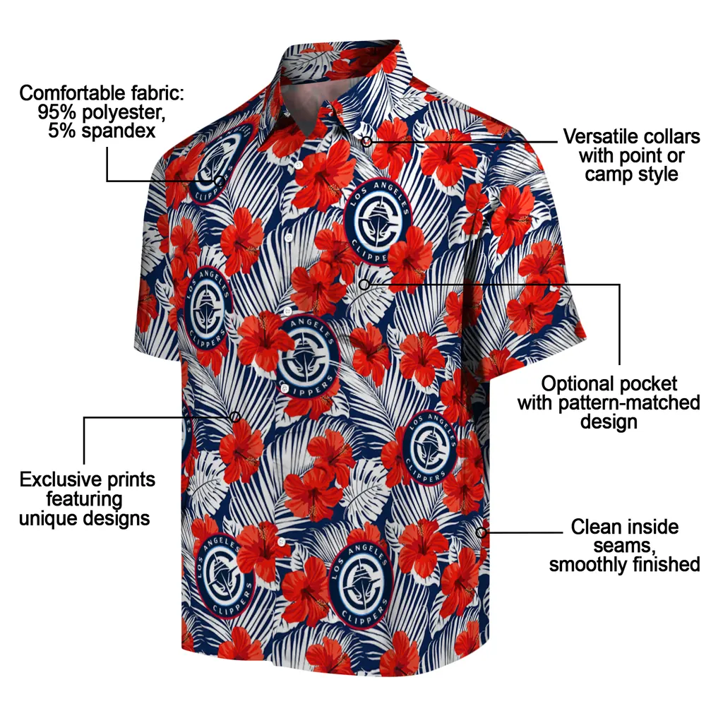 Los Angeles Clippers Hawaiian Shirt - Hibiscus Fiesta los angeles clippers hibiscus fiesta red royal blue hawaiian shirts new arrival