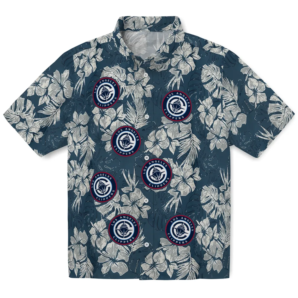 Los Angeles Clippers Hawaiian Shirt - Hibiscus Flowers los angeles clippers hibiscus flowers navy blue hawaiian shirts best selling