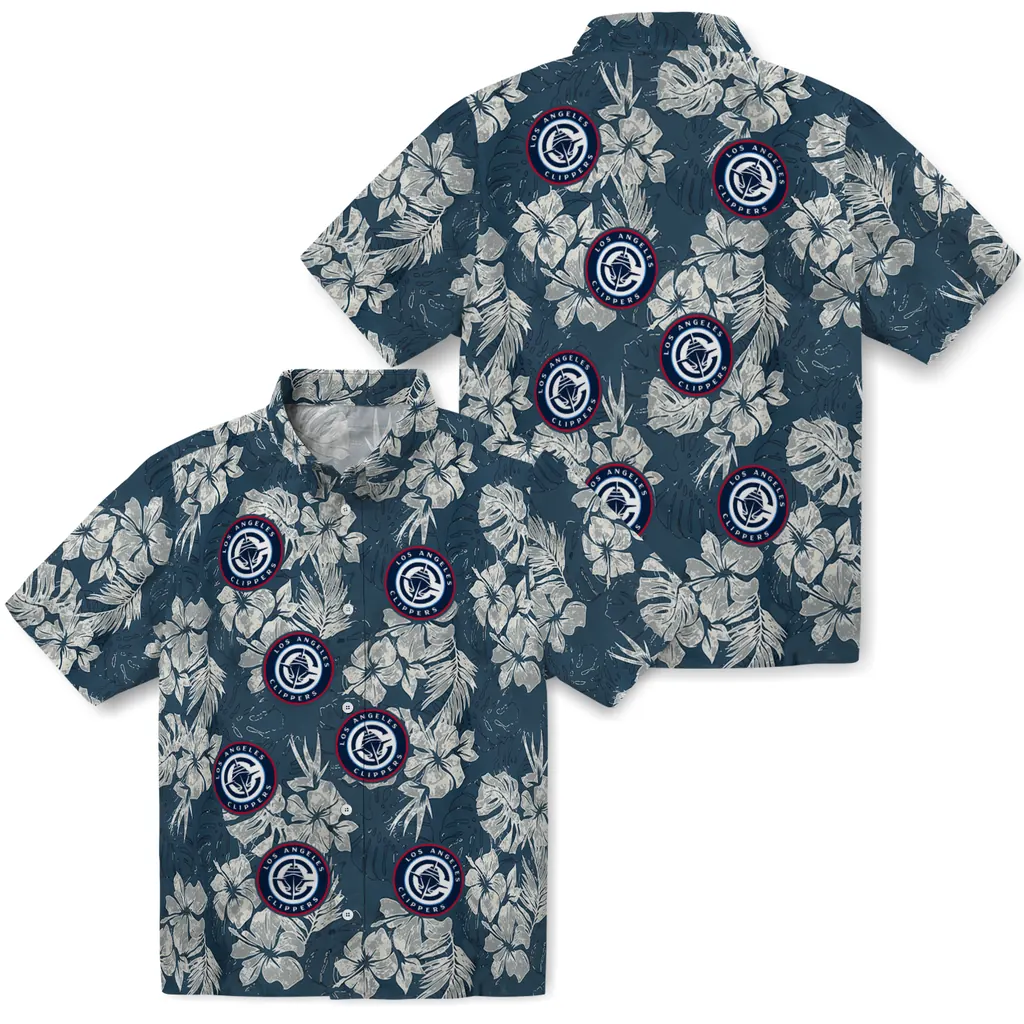 Los Angeles Clippers Hawaiian Shirt - Hibiscus Flowers los angeles clippers hibiscus flowers navy blue hawaiian shirts high quality
